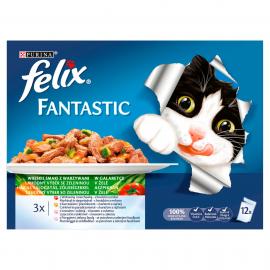 FELIX FANTASTIC Házias válogatás, zöldségekkel aszpikban nedves macskaeledel 12x85g